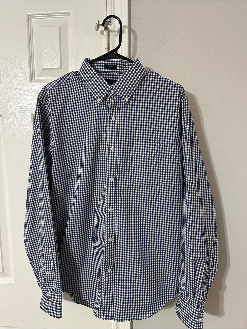 J.Crew Slim Gingham Button Down Shirt Men’s L Navy White